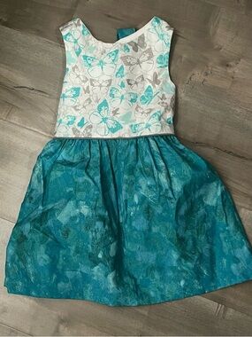 Handmade sewn Girls Teal Butterfly Sleeveless Dress size 2t